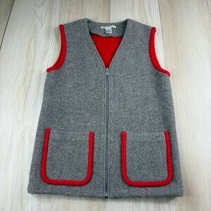 Catherine Malandrino Womens Gray & Red Double Pocket Wool Blend Vest Size Small